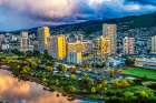 Colorful Ala Wai Canal, Honolulu, Oahu, Hawaii. Art Print